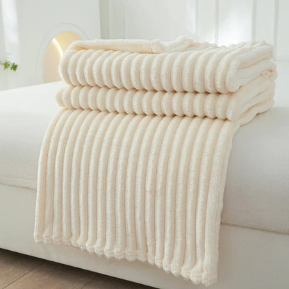 Blanket Striped Throw Ribbed Texture Bed