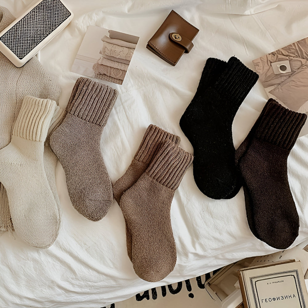 Winter Socks Knit Solid Color Fall Season