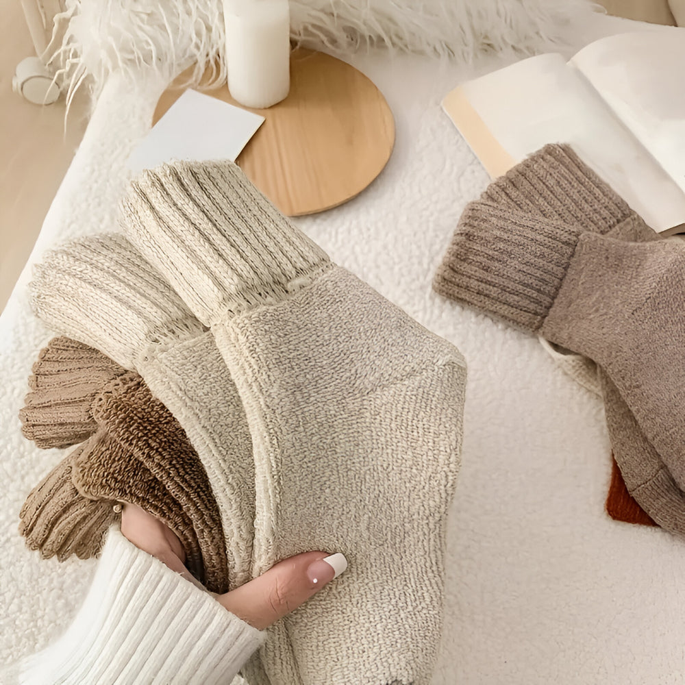 Winter Socks Knit Solid Color Fall Season