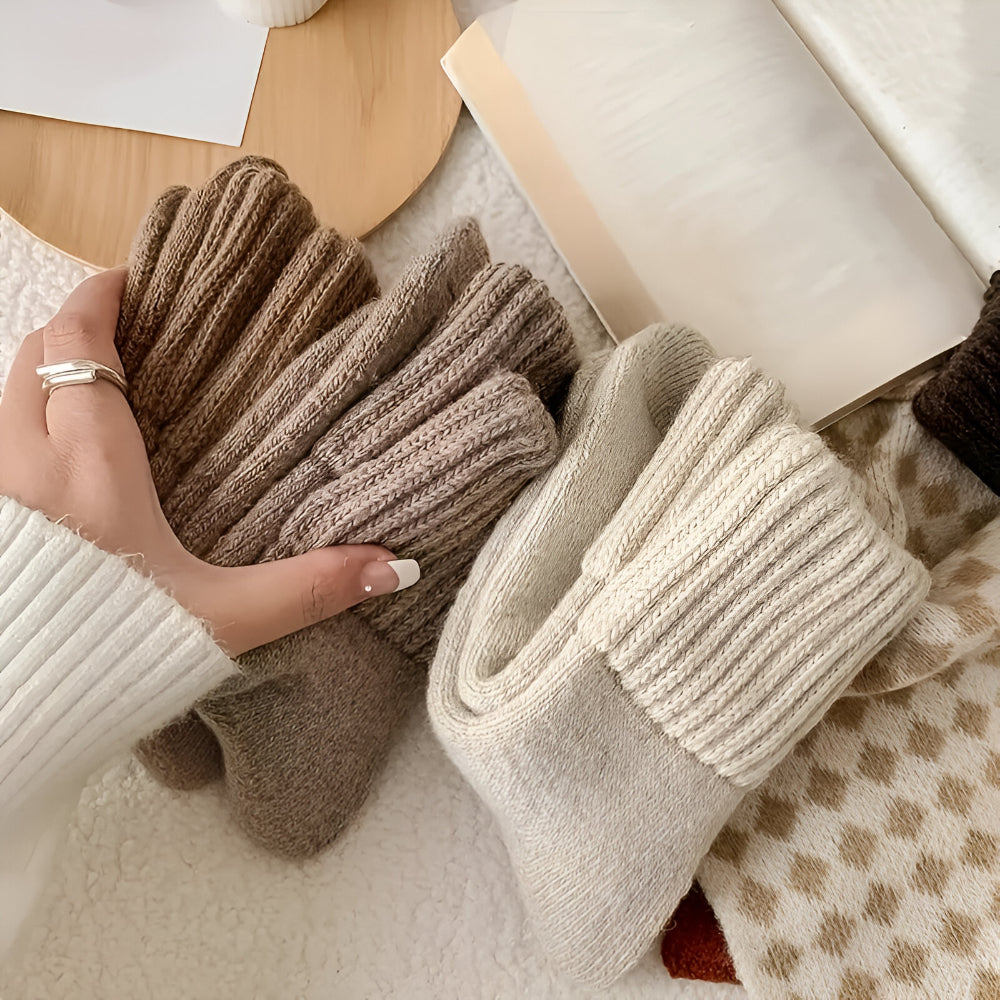 Winter Socks Knit Solid Color Fall Season