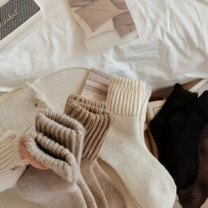 Winter Socks Knit Solid Color Fall Season