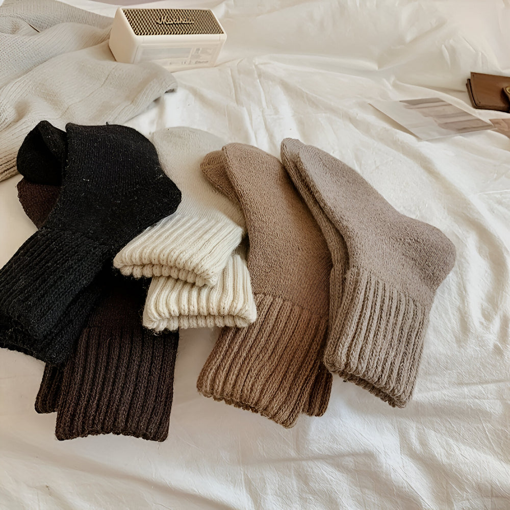 Winter Socks Knit Solid Color Fall Season