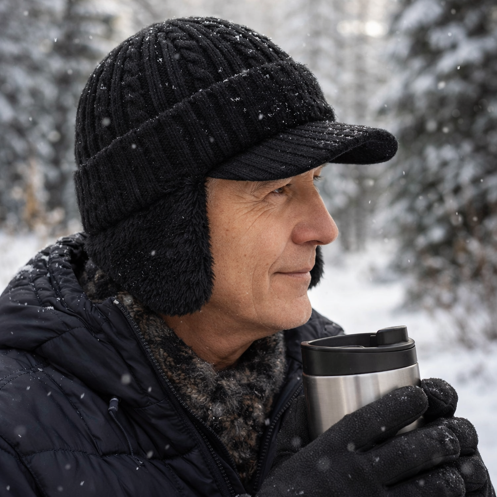 Winter Trapper Hat Visor Flap Knit Cap