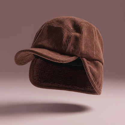 Winter Ear Flap Cap Ribbed Knit Polar