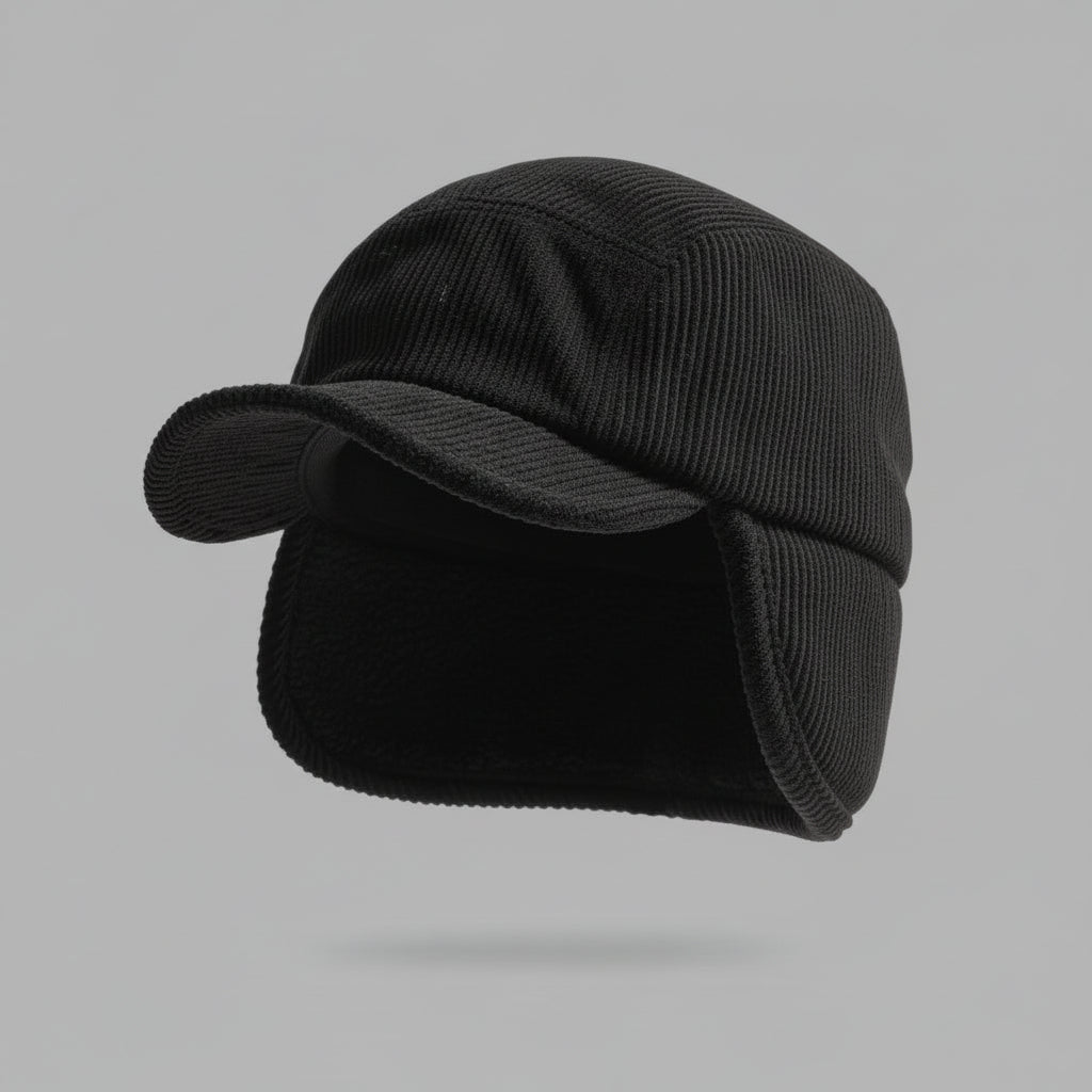 Winter Ear Flap Cap Ribbed Knit Polar