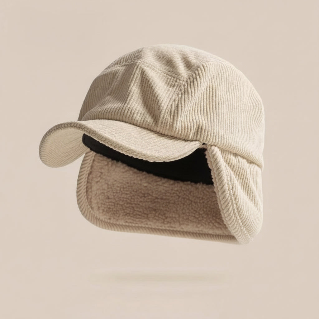 Winter Ear Flap Cap Ribbed Knit Polar