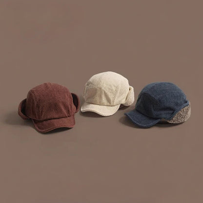 Winter Ear Flap Cap Ribbed Knit Polar