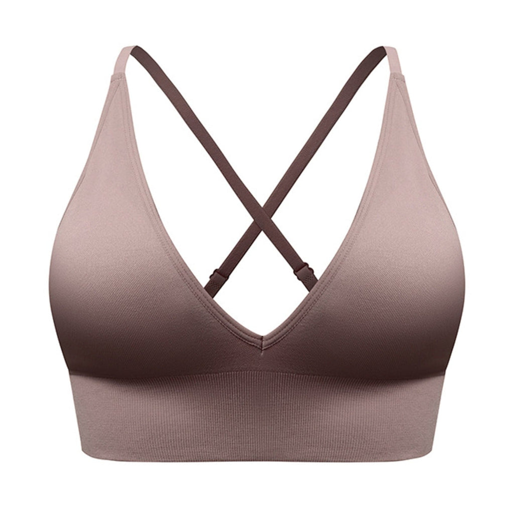 Womens Pickleball Sports Bra V Neck Padded