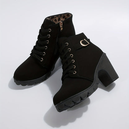 Women's Ankle Boots Block Heel Lace Up