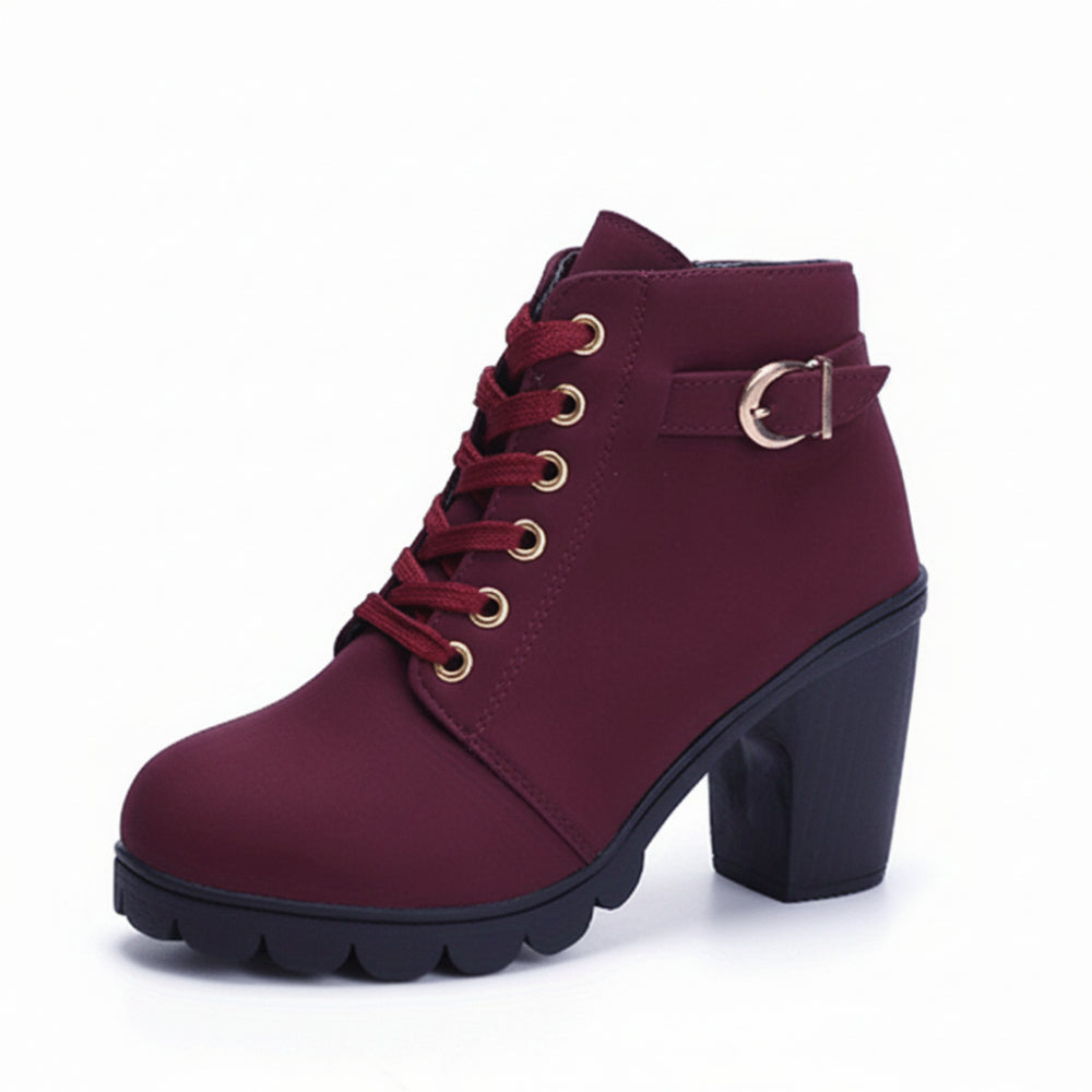 Women's Ankle Boots Block Heel Lace Up