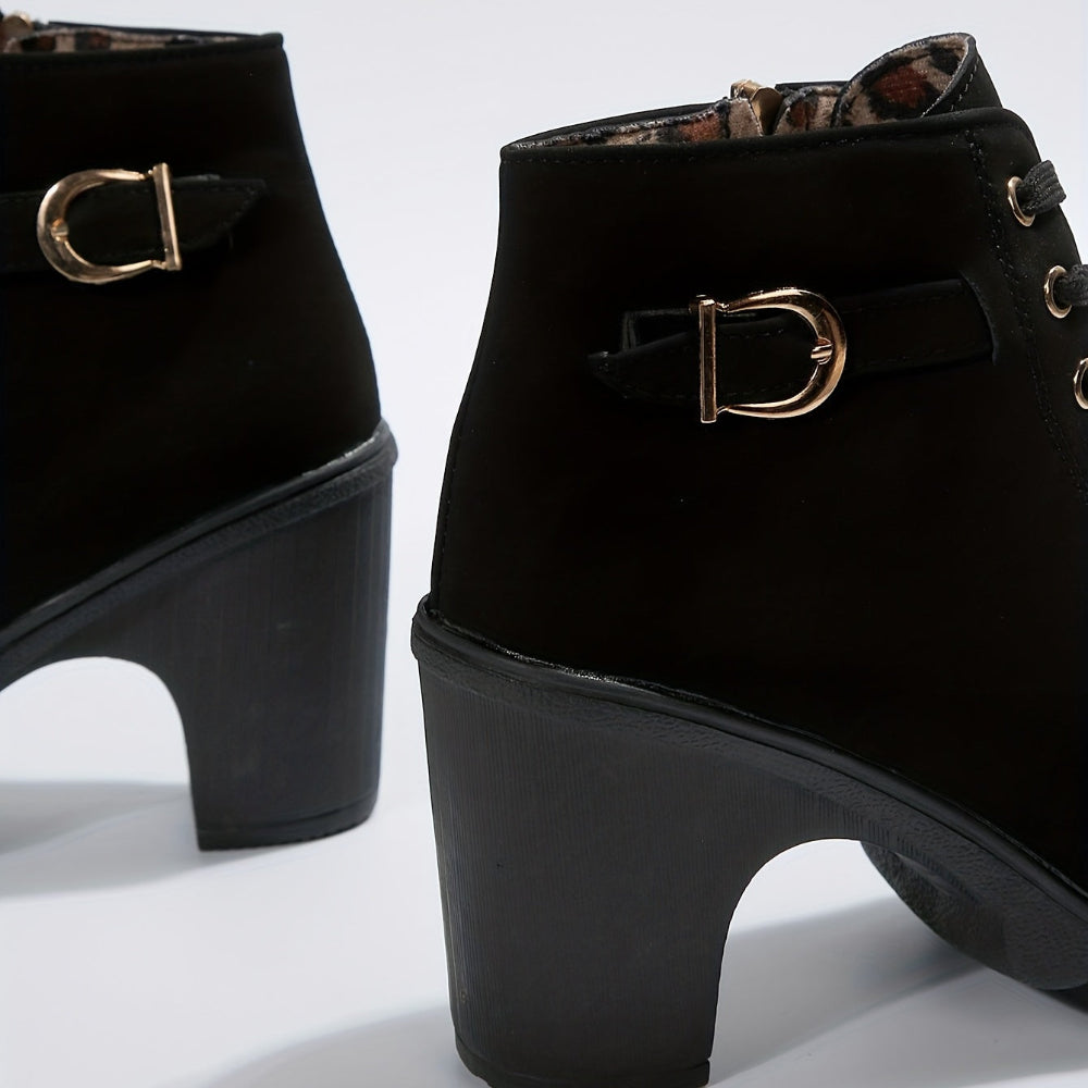 Women's Ankle Boots Block Heel Lace Up