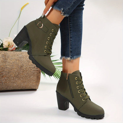 Women's Ankle Boots Block Heel Lace Up
