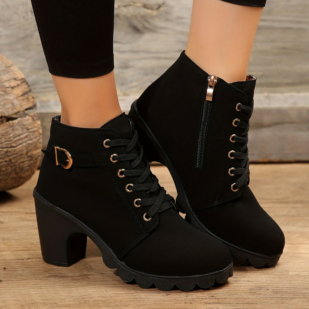 Women's Ankle Boots Block Heel Lace Up