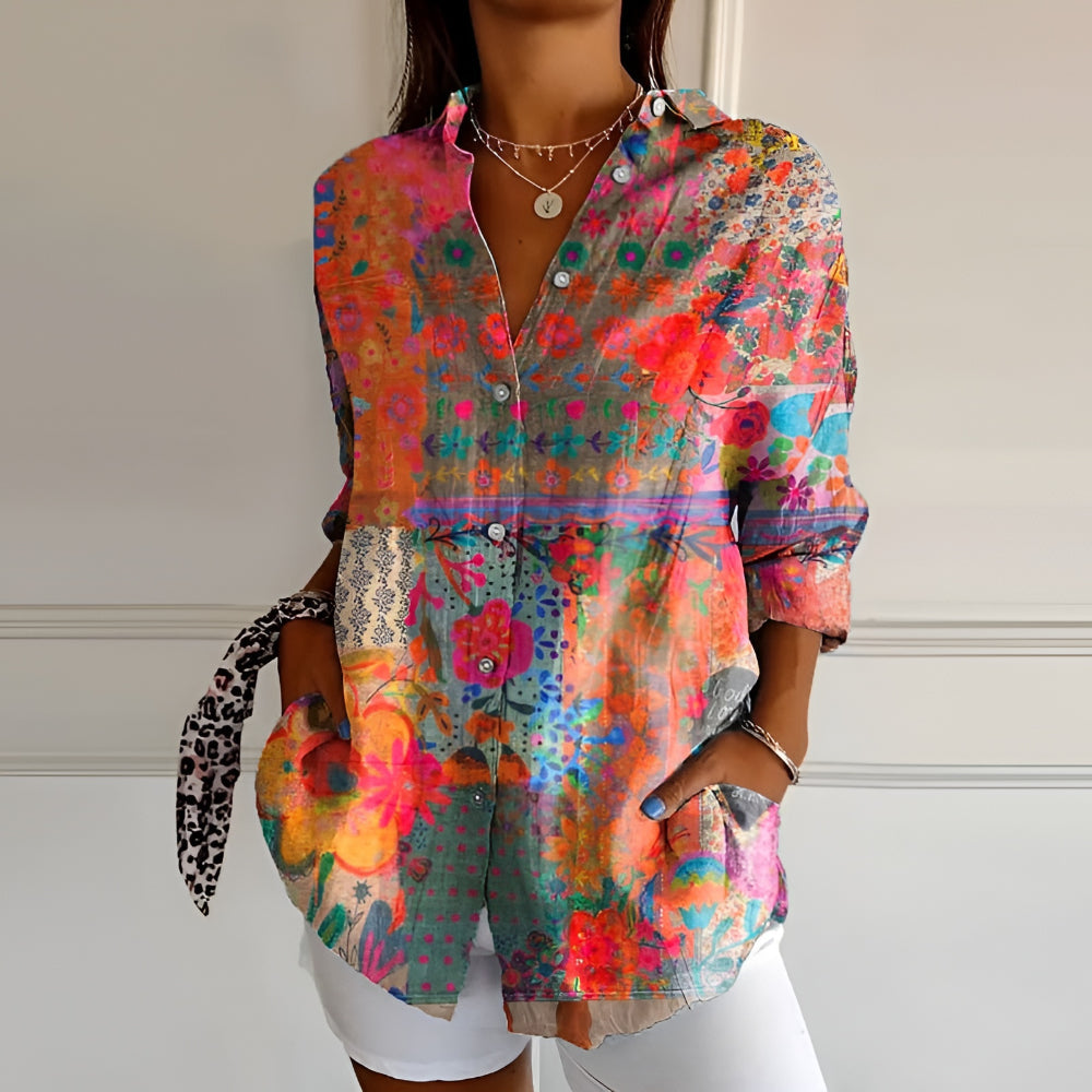 Women's Blouse Floral Print Long Sleeve
