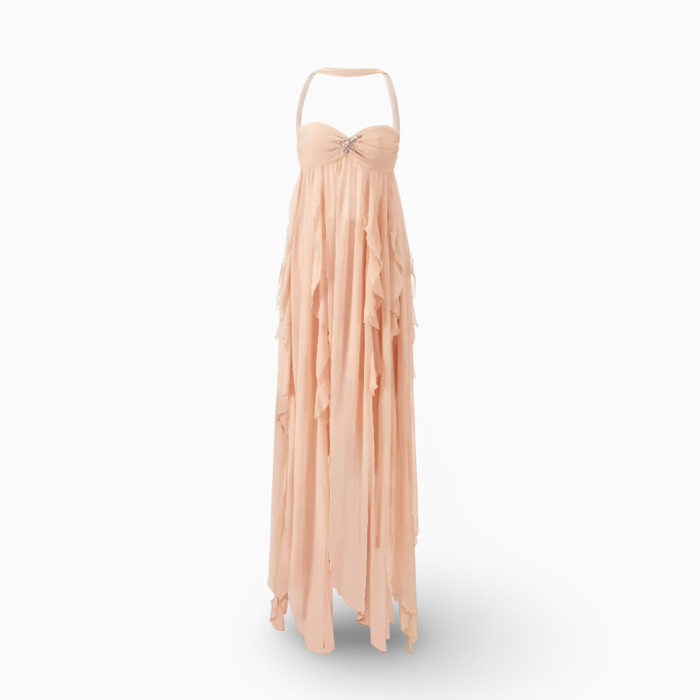 Women's Formal Maxi Long Dress Pleated Off