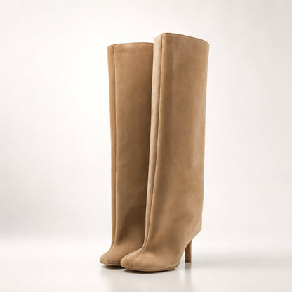 Women's Knee High Suede Boots Pointed Toe