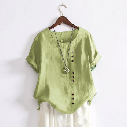 Women's Tops Casual Short Sleeve Button
