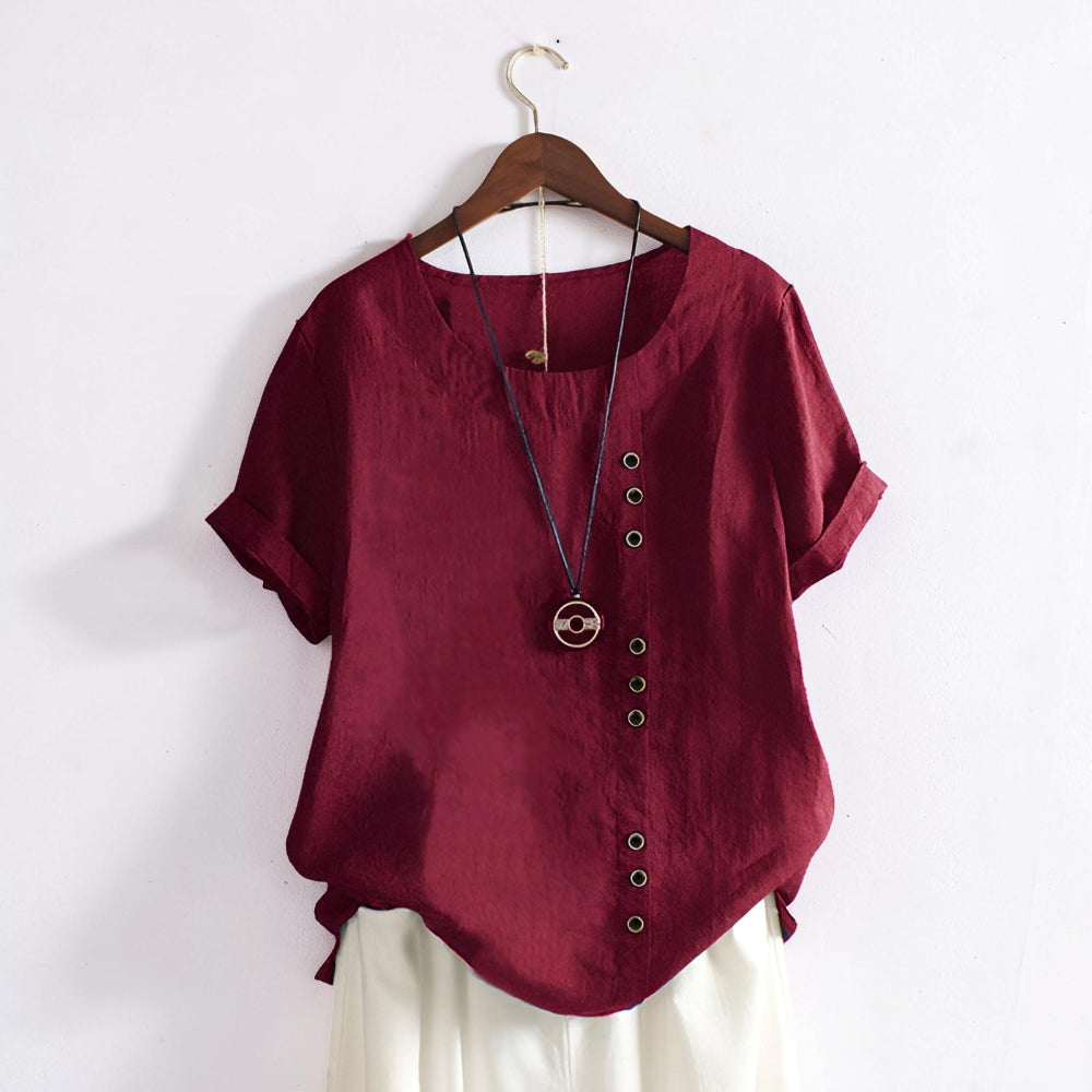 Women's Tops Casual Short Sleeve Button