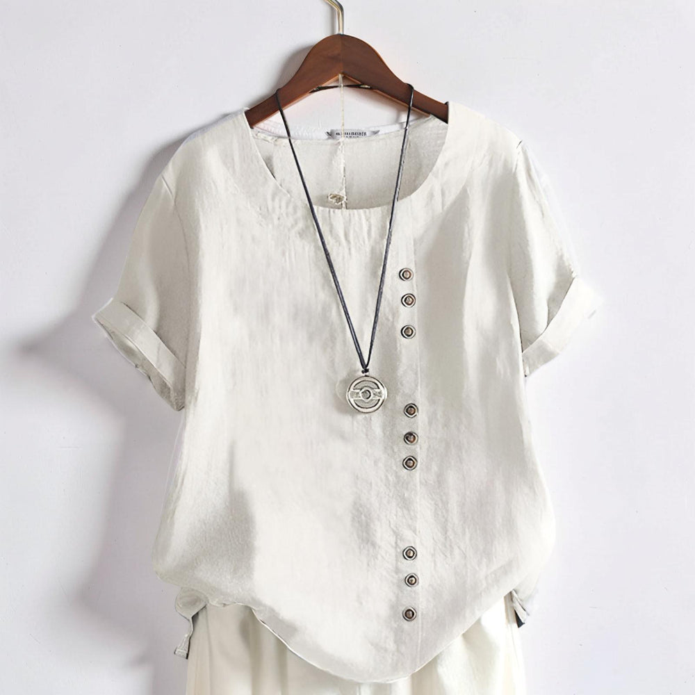 Women's Tops Casual Short Sleeve Button