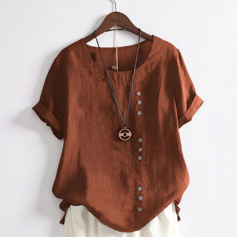 Women's Tops Casual Short Sleeve Button