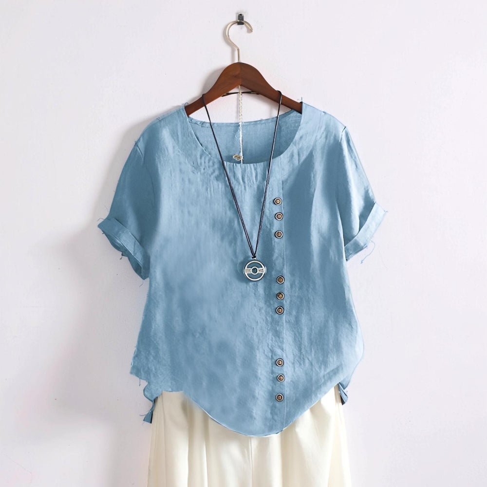 Women's Tops Casual Short Sleeve Button