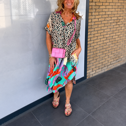 Women's Summer Dress Leopard Print V Neck