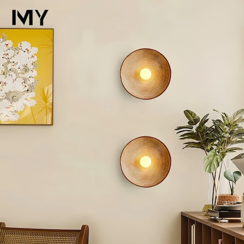 Rustic Wood Wall Sconce Handcrafted LED Wall