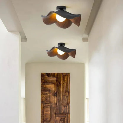 Scandinavian Wooden Lotus Ceiling Light