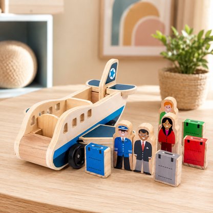 Wooden Airplane Toy Toddler Montessori Push