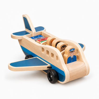 Wooden Airplane Toy Toddler Montessori Push