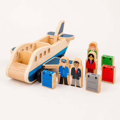 Wooden Airplane Toy Toddler Montessori Push