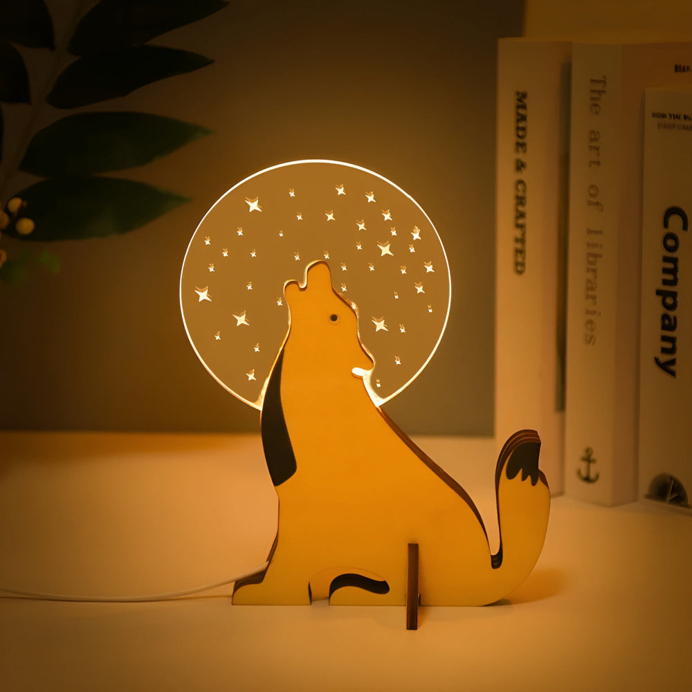 Animal Table Lamp Wooden LED Night Light