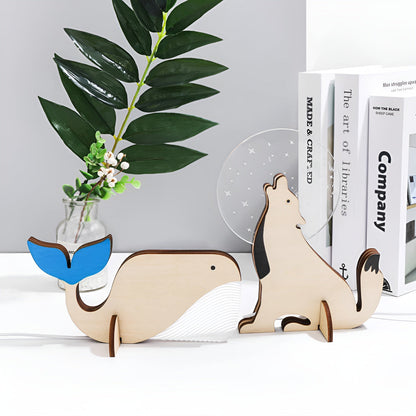 Animal Table Lamp Wooden LED Night Light