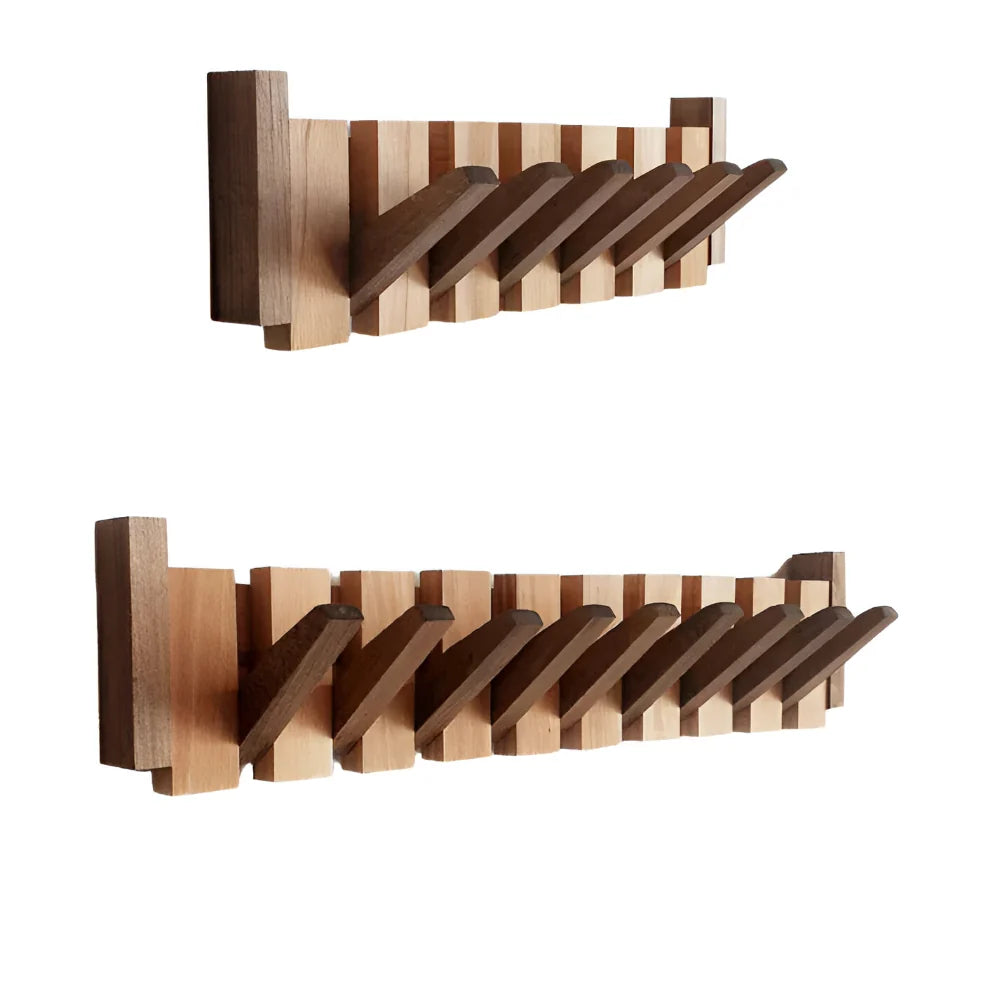 Wall Hook Wooden Rack Folding Piano Style