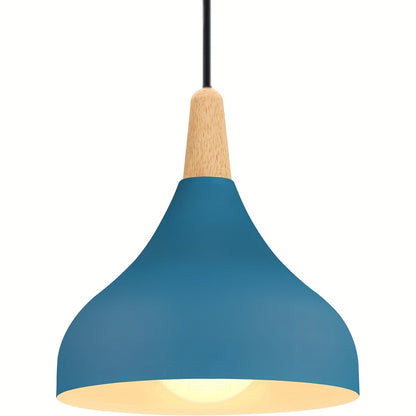 Modern Teardrop Pendant Light Metal & Wood