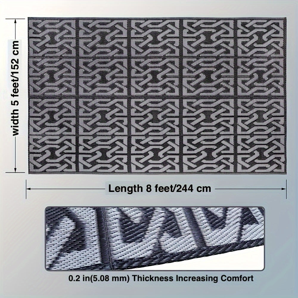 Reversible Outdoor Rug Black & Grey Modern