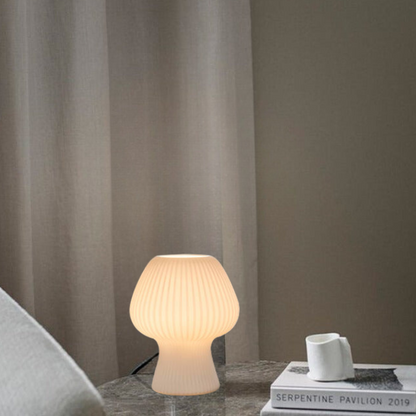 Vintage Bedside Table Lamp Ribbed Glass