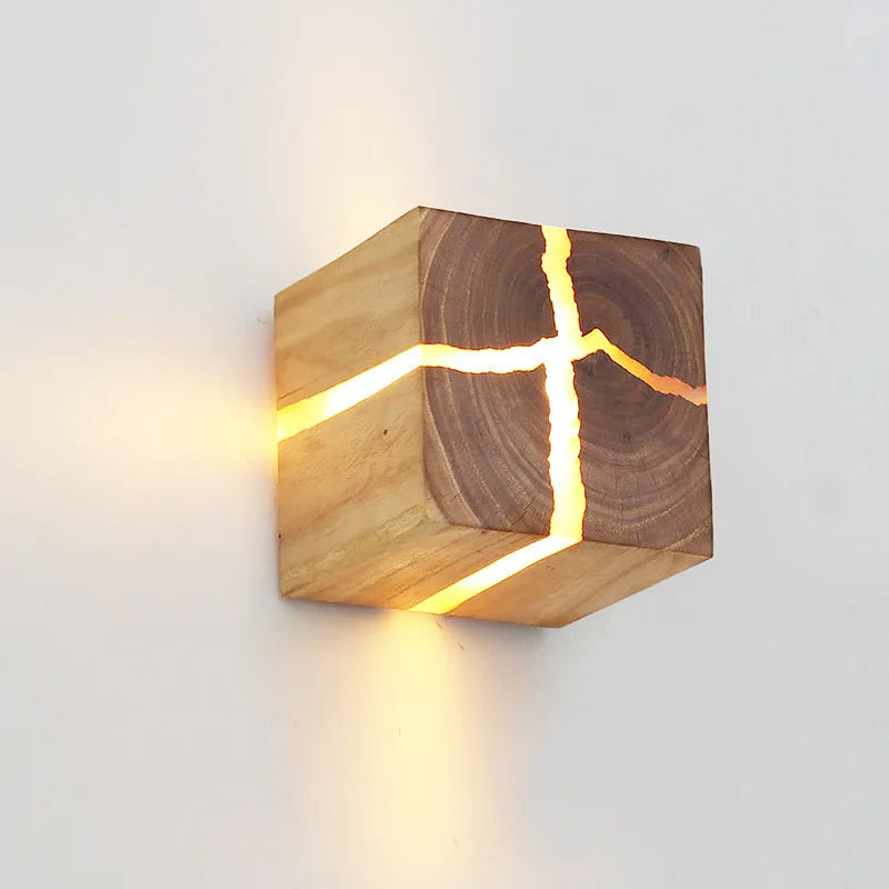 Woodaura Wall Light Hand Carved Solid Wood