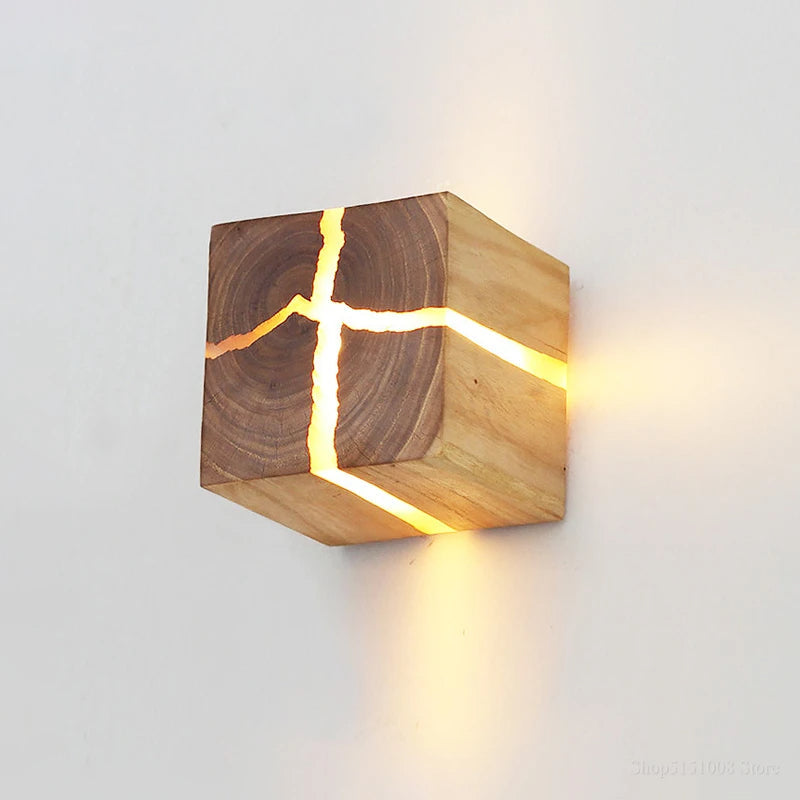 Woodaura Wall Light Hand Carved Solid Wood