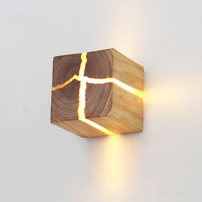 Woodaura Wall Light Hand Carved Solid Wood