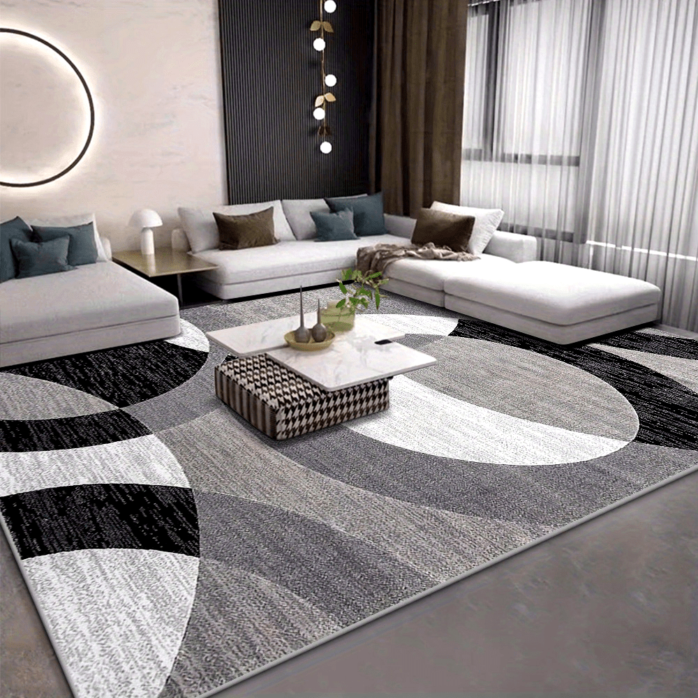 Orbit Weave Geometric Rug Soft Velvet Non