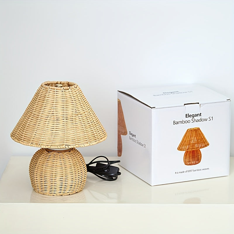 Bamboo Woven Desk Lamp USB Powered Boho