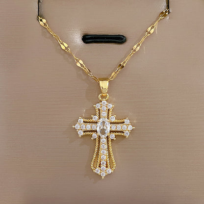 Necklace Cross Pendant Gold Mothers Day Gift