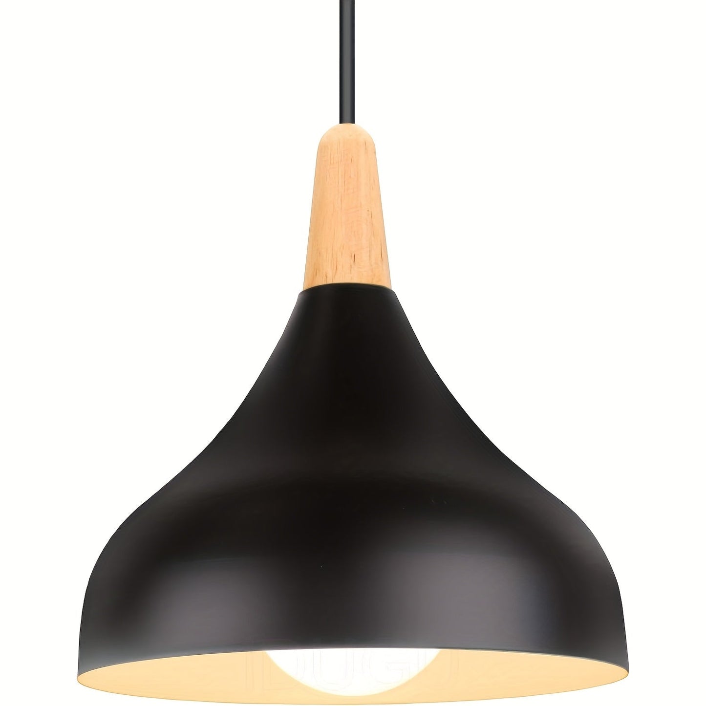 Modern Teardrop Pendant Light Metal & Wood