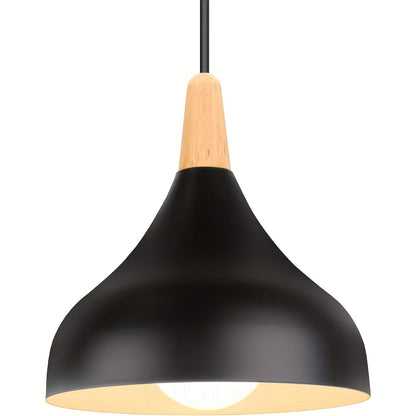 Modern Teardrop Pendant Light Metal & Wood