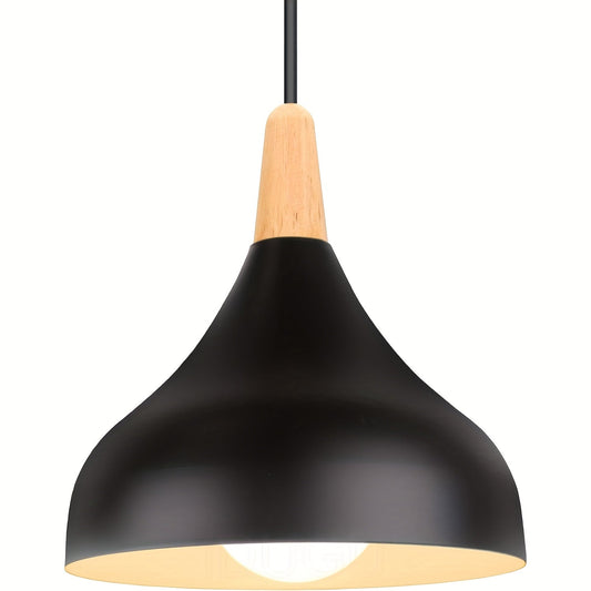 Modern Teardrop Pendant Light Metal & Wood