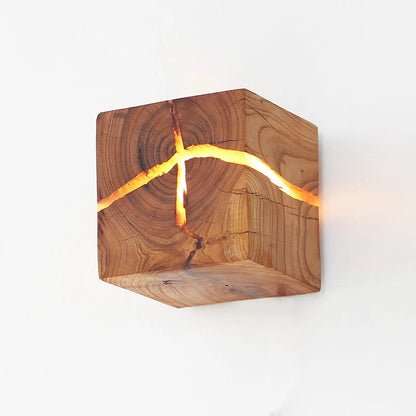 Woodaura Wall Light Hand Carved Solid Wood