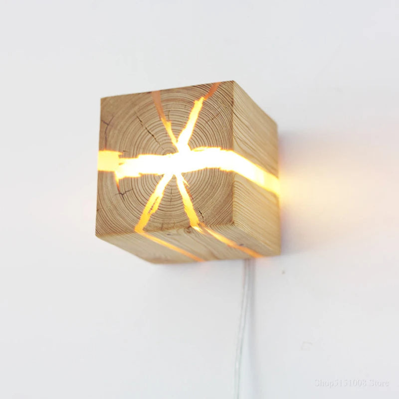 Woodaura Wall Light Hand Carved Solid Wood