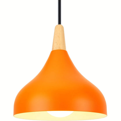 Modern Teardrop Pendant Light Metal & Wood
