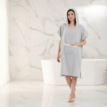 Bathrobe Poncho Hooded Pocket Design